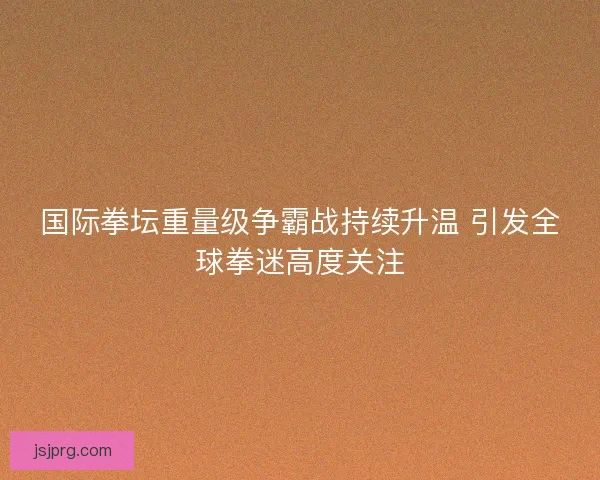 国际拳坛重量级争霸战持续升温 引发全球拳迷高度关注