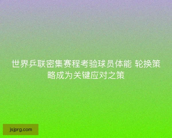 世界乒联密集赛程考验球员体能 轮换策略成为关键应对之策 世界乒联密集赛程考验球员体能 轮换策略成为关键应对之策