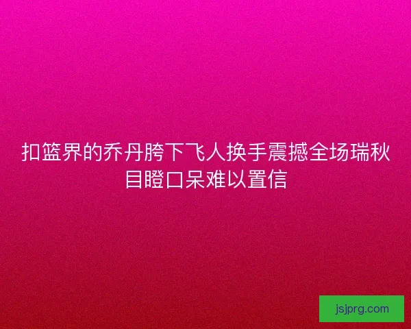 扣篮界的乔丹胯下飞人换手震撼全场瑞秋目瞪口呆难以置信